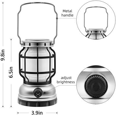 China Retro Solar Rechargeable Outdoor Camping Lamp Tent Lighting Camp Hanging Lamp Ultra Long Resistance for sale