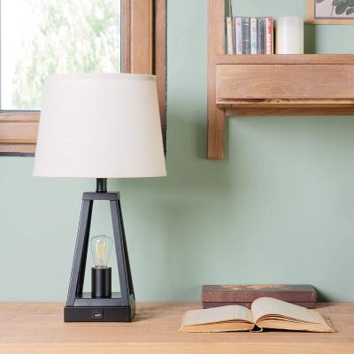 China Industrial Metal Table Lamp Desk Lamp With Canvas Lampshade for sale