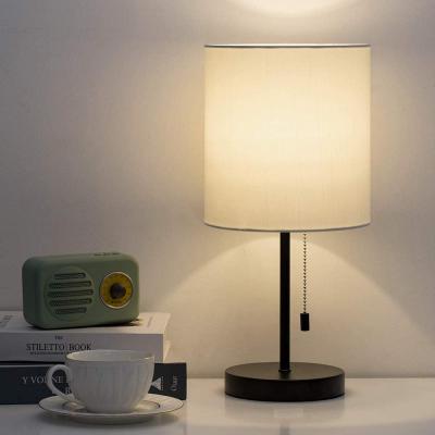 China Modern Minimalist Bedside Nightstand Lamp Desk Light With Oval Fabric Shade for sale