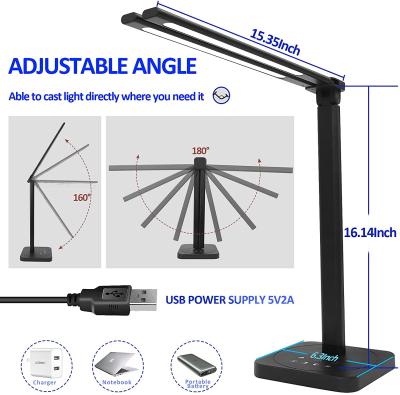 China Dropshipping Adjustable Wireless Charging Adjustable Student Lamp Auto Timer 5 Brightness Lamp Desk Table LED USB Rechargeable Lamp Support for sale