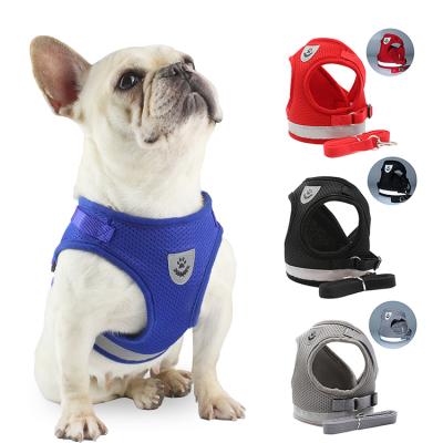 China Custom Manufacturer Custom Hot Sale Mesh Dog Harness Logo Adjustable Reflective Breathable Harness for Small and Medium Dogs for sale