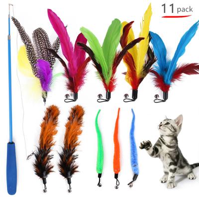 China 11PCS Viable Riddle Stick Retractable Feather With Replacement Head for sale