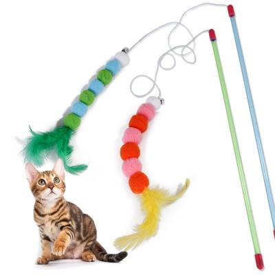 China New Stocked Fairy Tickling Cat Toy Cat Stick Cat Feather Bell Tickling Hair Ball Stick for sale