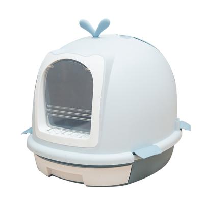 China Large Cat Litter Viable Anti-splash Sand Basin Fully Enclosed Cat Toilet Basin Pet Litter Box for sale