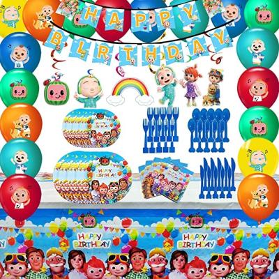 China Birthday Party Supplies Set JOJO Birthday Party Supplies Decorations Balloons Kids Toy Tablecloth Paper Cups Plates Straws for sale