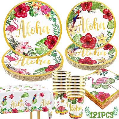 China Custom Aloha Luau Party Theme Supplies Disposable Eco-Friendly Set Wholesalers for sale