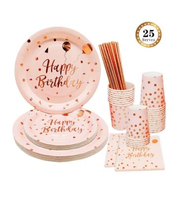 China Fashionable Disposable Paper Plates Party Supplies Gold Foil Dots Dinner Dessert Plates For Metallic Girl for sale