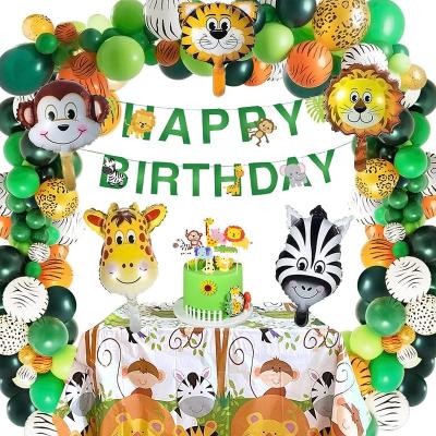 China Birthday Wild Jungle Theme Party Safari Birthday Decorations Animal Balloon Garland with Monkey Tiger for sale