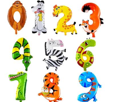 China Birthday 16inch Foil Animal balloon 0-9 Number Letter Inflatable Balloons Air Party/Baby Shower Decoration for sale