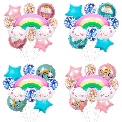 China 9PCS Birthday Smile Cloud Mylar Foil Balloon Globos Foil Confetti For Kids Party Supplies Decorations for sale