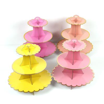 China Happy Birthday and Wedding Party Decorations Disposable 3-Layer Multi-Layer Colorful Cup Cake Stand Tableware for sale