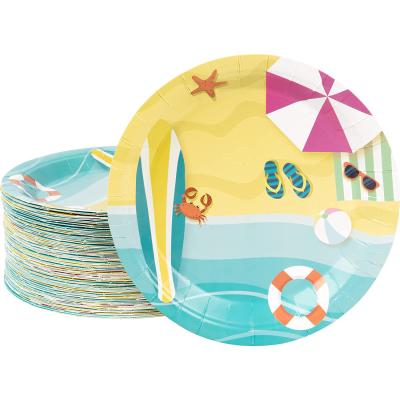 China Food Contaienr 9 Inch Beach Party Heavy Duty Paper Plate and for Beach Party Decorations Summer Party Supplies for sale