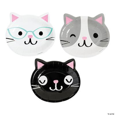 China Food Contaienr Customized Cat Shape Party Paper Dinner Plate Party Themes Tableware Decorations Tray for sale