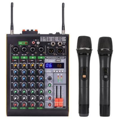 China MP3+SD Card System GAX-450C Audio Mix To UHF Blueteeth USB Wireless Microphone 4 Channel Stereo Mixer Console For DJ Karaoke PC Record for sale