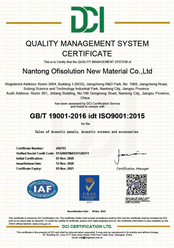 ISO9001 - Nantong Ofisolution New Material Co., Ltd.