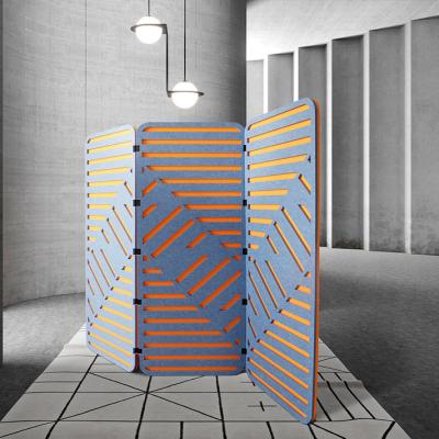 China Highly Efficient Sound Absorption Customized Most Popular Double Cut Out Acoustic Screen Polyester Office Desk Divider Acoustic Partition for sale