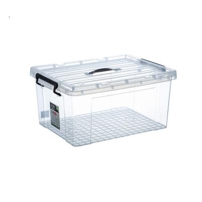 China Large capacity 56L clear space sustainable storage box with lid and two easy to lift handles for home storage use for sale