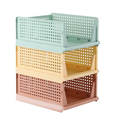 China Sustainable Multifunctional Foldable Home Use 4 Tier Plastic Storage Basket With Modern Fashion Design for sale