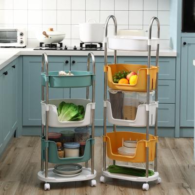 China 3 Tier Workable Storage Racks And Mobile Racks Organizer Storage Rack For Multifunctional Kitchen Kitchen Storage Rack for sale