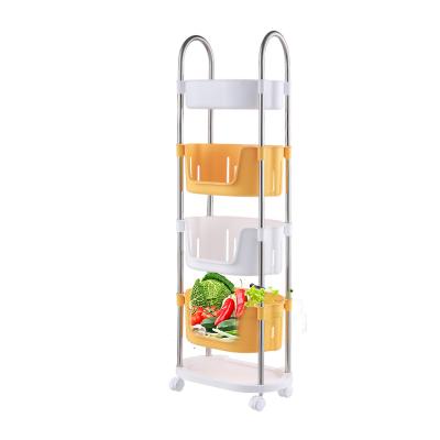 China Mobile Kitchen Storage Rack Organizer Fruit 3 Tier Kitchen Vegetable Rack Viable Storage Rack Shelf for sale