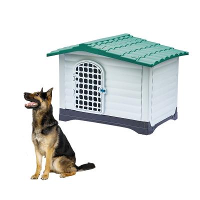 China Designer Breathable Air Conditioned Cool Extra Luxury Queen Bed Outdoor Large Under Stairs Plastic Igloo Dog Kennel Pet House With AC Door for sale