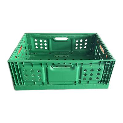 China Sustainable Heavy Duty Mesh Rectangle Folding Durable Vegetable Agriculture Mesh Collapsible Plastic Crate With Handles for sale