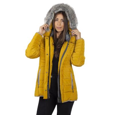 China High Quality Yellow Women Winter Windproof Jackets Coated Women Hoodies With Zipper for sale