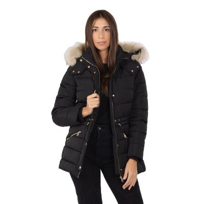 China Hot Selling Windproof Winter Black Jacket Apparel-Hat With Detachable Soft Fur for sale