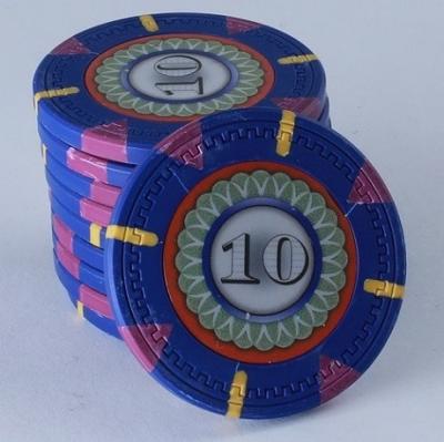 China NEW Clay Blue $10 Casino 13.5 Grams Professional Clay Poker Chips for sale