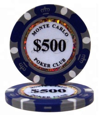 China Clay Purple $500 Monte Carlo Casino Clay Poker Chips 14g for sale