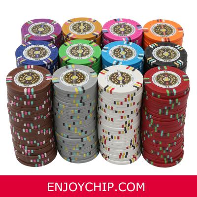 China Recycled Materials 14g Custom Clay Sticker Real Cheap Casino Poker Chips for sale