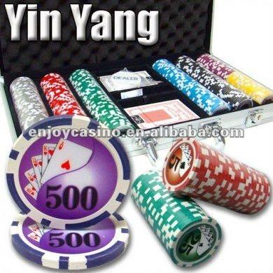 China ABS Yin Yang Casino Sticker Poker Chips Set With Aluminum Case - 300 Pieces for sale