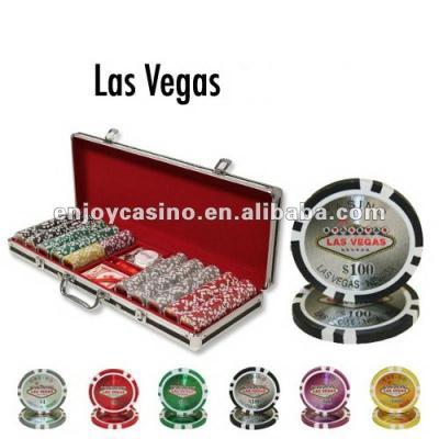 China ABS Casino Las Vegas Poker Chips Set With Black Aluminum Case - 500 Pieces for sale