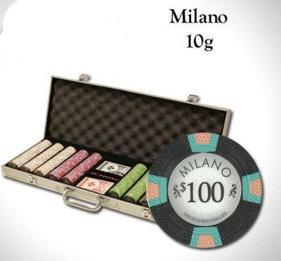 China NEW Pure Clay Poker 500 PC Milan Clay Chips Set Aluminum Case - 10 Gram Chips Selection for sale