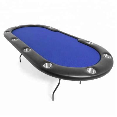 China Casino Texas Holdem Folding Poker Table for 10 Players with Outer Speed ​​Cloth Blue Game, 96-Inch Oval for sale