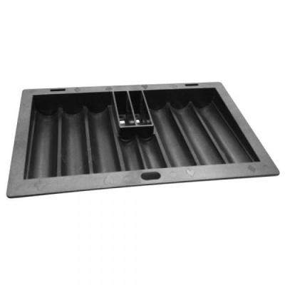 China SMOOTH OUTER ABS BLACK CHIP TRAY POKER WITH CARD HOLDER (8 ROWS/350 CHIP) for sale