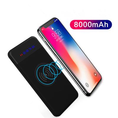 China Wholesale Custom Fast Charging Logo Ultra-Thin Wireless Charger 8000mah 10000mah Fast Charging Support Charging Power Bank for sale