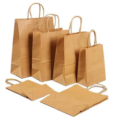 China Wholesale Recyclable Recycled Strong Flower Shopping Kraft Paper Takeaway Food Packaging Bag Gfit Paper Bags With Handle for sale