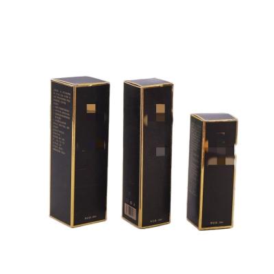 China Recyclable Small Folding Seal Bottom Collapsible Black Packaging Custom Cosmetic Paper Boxes For Medicine for sale