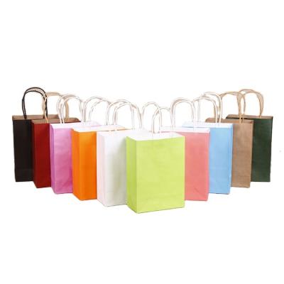 China Recyclable Factory Customized Beverage Take Away Food Bag Disposable Gift Kraft Paper Shopping Bag With Handles for sale