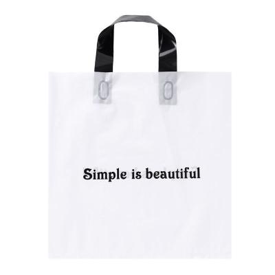 China Factory Promotion BIODEGRADABLE Logo Printed Clear Plastic Boutique Large Tote Shopping Bags With Patch Handle for sale