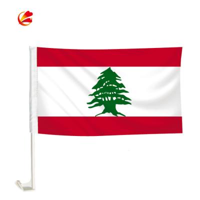 China Wholesale 12x18in Lebanon Country Car Window FLYING Flag With Plastic Pole for sale