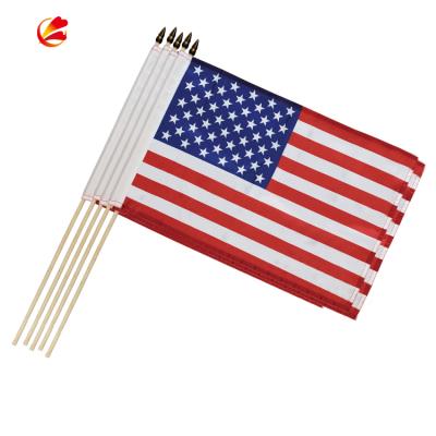 China Wholesale 100% Polyester Customized FLYING American Hand Printed Wooden Flags for sale