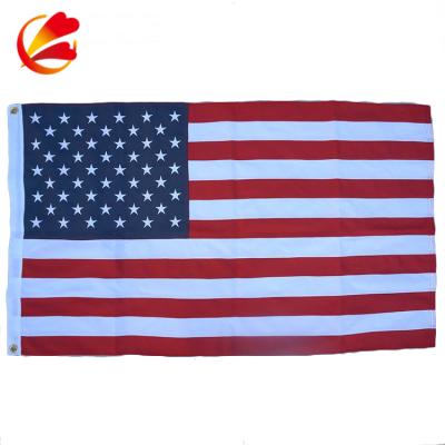 China Hanging American USA Flag Sewed Stripes Embroidered Stars Brass Grommet US Polyester Flag for sale