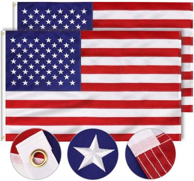 China FLYING American USA flags luxury embroidered stars durable flags heavy duty for out vivid color sewn bars brass grommets out for sale