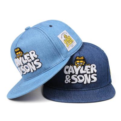 China Fashion Wholesale Hot Selling COMMON USA 6 Panel High Quality Custom 3D Embroidered Snapback Denim Gorras Baseball Caps for sale