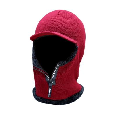 China COMMON Plus Size Velvet Collar Warm Wool Balaclava Winter Hats Outdoor Riding Cold Proof One Piece Acrylic Beanie for sale