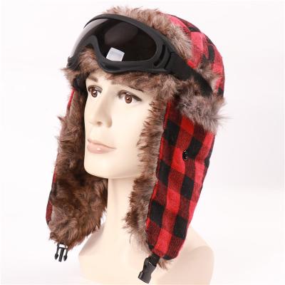 China breathable & Low MOQ High Quality Russian Wholesale Waterproof Keep Snow Hearing Protection Warm Plaid Thickened Winter Flaps Trapper Hat for sale