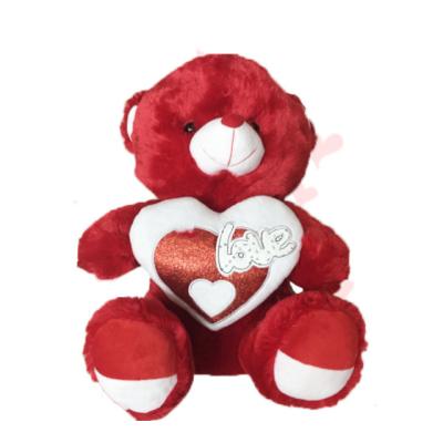 China 2022 Fashion Promotional Giant Valentine Gift Red Plush Toy Teddy Bear With Red Heart Souvenir and Gift Game Stuffed Soft Plush 30cm Valentine Teddy Bear for sale