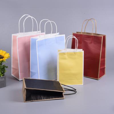 China Recycled Materials Personalized Green Embossed Sandwich Shopping Bags With Logos Kraft Paper for sale